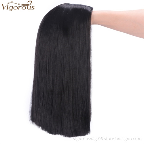Vigorous Straight Short Blunt Cut Bob For Black Women Deep Middle Part Brazilian Wigs Heat Resistant Synthetic Cosplay Wigs